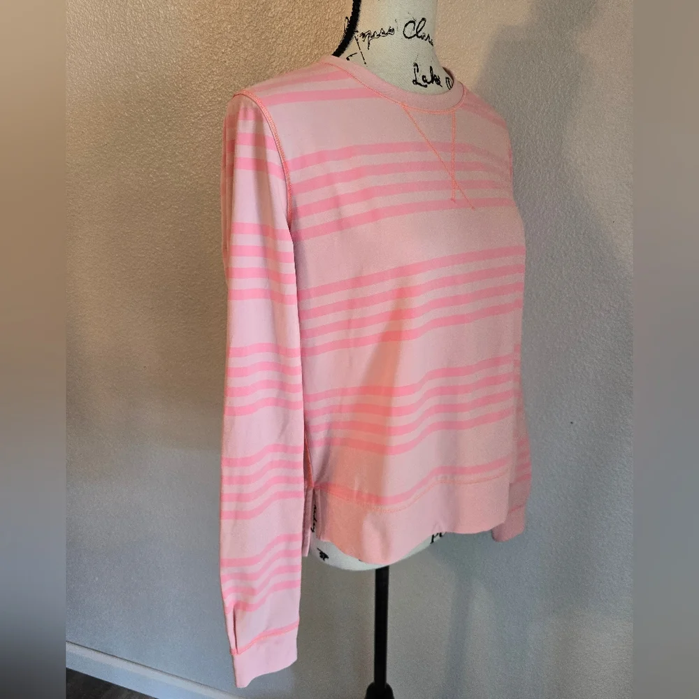 Lululemon Run Warm Up Crew Long Sleeve Ocean Stripe Bleached Coral, 10